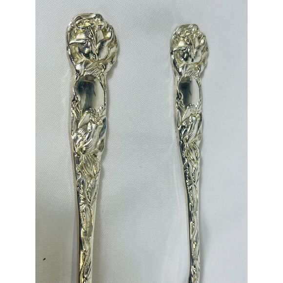 Vintage W.A. Italy Silver Plated Serving Spoons Bridal Rose - Picture 2 of 4